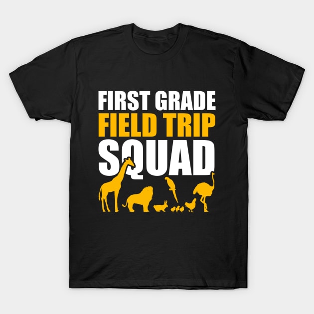 First Grade Field Trip Squad 1st Grade Zoo Crew Safari Kids T-Shirt by artbooming